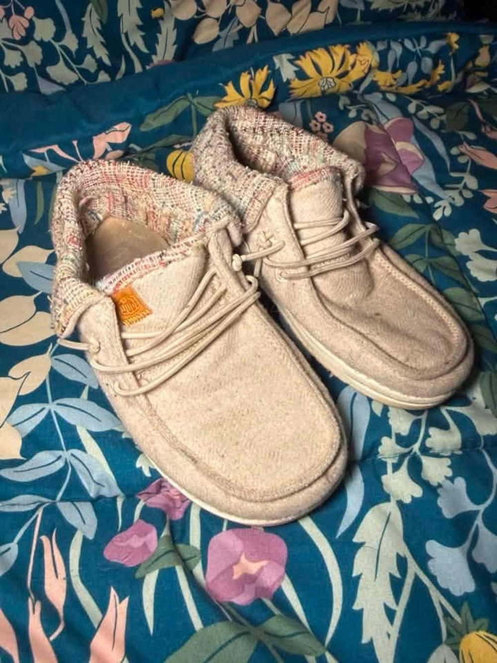 Hey Dude Beige Knit-Collar Kids Sneakers